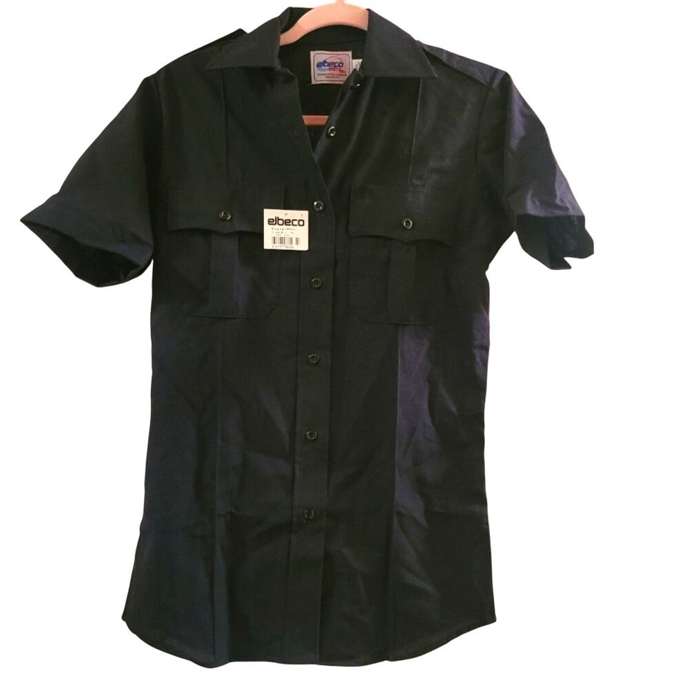 Elbeco Duty Plus Short Sleeve Button Up Work Shirt Size 34 USA Made Uniform Work